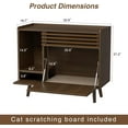 thumbnail image 3 of VEANERWOOD Cat Litter Box Enclosure Furniture,Multi-Functional Cat Washroom Bench With Cat Scratch Pad,Flip-Down Opening Litter Box Cabinet., 3 of 8
