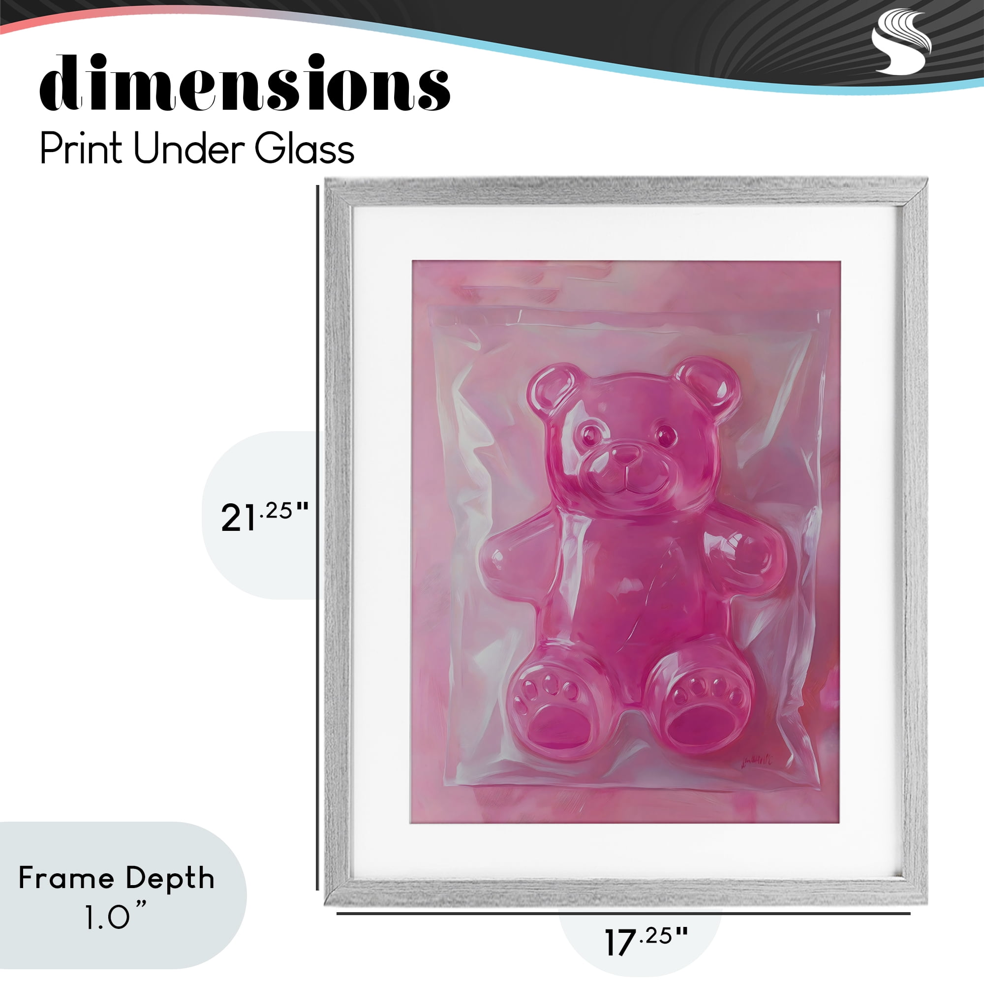Stupell Industries Pink Gummy Candy Bear Gray Framed Print Under Glass, design by The Prints Vibe