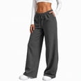 thumbnail image 3 of Sweatpants for Women Plus Size Winter Solid Color Elastic Waist Warm Pants Athletic Wide Leg Drawstring Trousers with Pockets, 3 of 8