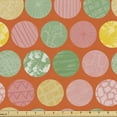 thumbnail image 1 of Modern Fabric by the Yard Upholstery, Doodle Style Circles with Zigzags and Paint Blots, Decorative Fabric for DIY and Home Accents, Vermilion Reseda Green by Ambesonne, 1 of 5