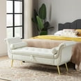 thumbnail image 4 of End of Bed Bench with Storage, Upholstered PU Leather Ottoman Bench with Rivet, Rolled Arms and Metal Legs, Flip Top Storage Sofa Bench for Bedroom Living Room, White, 4 of 7