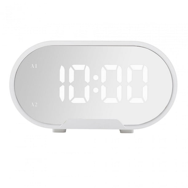 Reloj despertador digital de escritorio con volumen ajustable, 2 modos, pantalla digital grande de escritorio Blanco