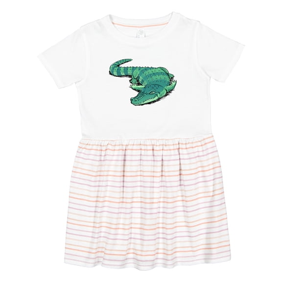 Inktastic Cute Sleepy Alligator Green Alligator Design Girls Toddler Dress