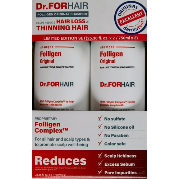 Dr. FORHAIR Folligen Original Shampoo, 25.36 Fluid Ounce (Pack of 2)