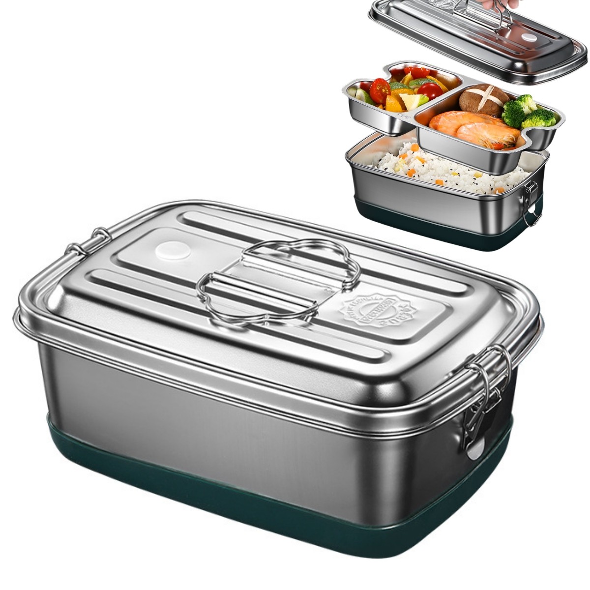 Stainless Steel Lunch Box Double-Layer With Compartment Food Container