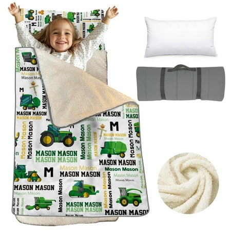 Custom Sleeping Bag for Toddlers Nap Mat with Built-In Blanket and Pillow for Preschool
