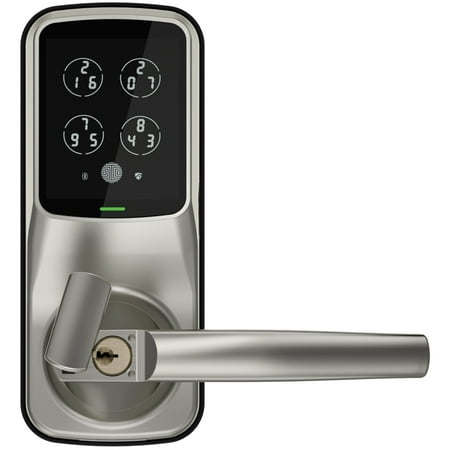 Lockly - Secure Plus Smart Lock Bluetooth Replacement Latch with Touchscreen/Fingerprint Sensor/Key Access/Auto Lock - Satin Nickel