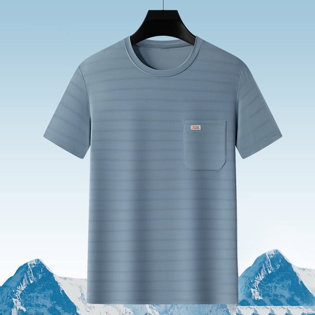 pstuiky Camisas de vestir de manga corta para hombre, Camisa informal de cuello redondo y manga corta para hombre, cómoda y a la moda. camisas casuales para hombre l
