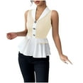 thumbnail image 2 of Njagoc3 Womens Summer Color - Block Peplum Sleeveless Top, V - Neck, Slim , Soft Fabric, Casual Daily & Office, Chic Tank Blouse, 2 of 6
