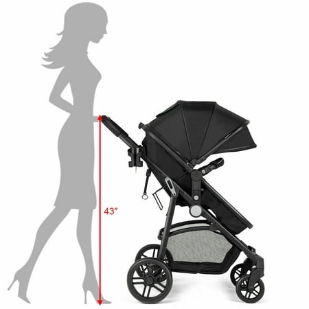 Costway Foldable Baby Stroller 2 in 1 Newborn Infant Travel Buggy Pushchair 22 lbs Black