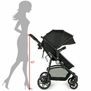 Costway Foldable Baby Stroller 2 in 1 Newborn Infant Travel Buggy Pushchair 22 lbs Black