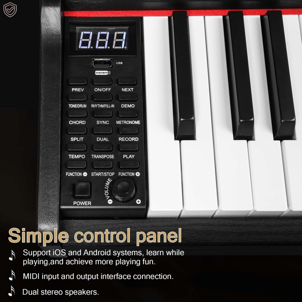 Tcbosik 88 Key Full Weighted Keyboard with Metal Stand and Headphone, Digital Piano with Triple Pedals and Power Adapter for Beginners to Professionals, Black