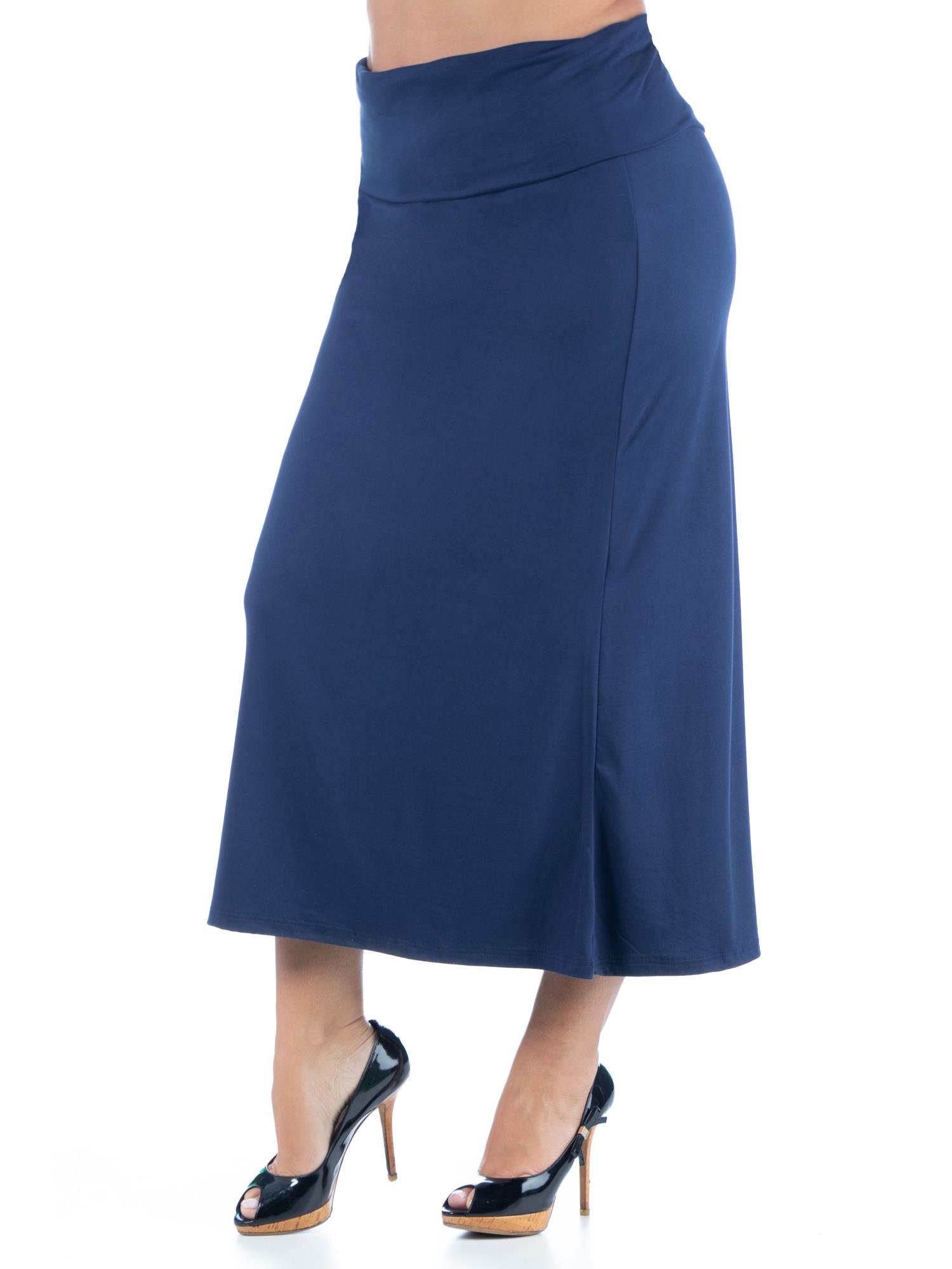 24seven Comfort Apparel Plus Size Comfortable Foldover Maxi Skirt