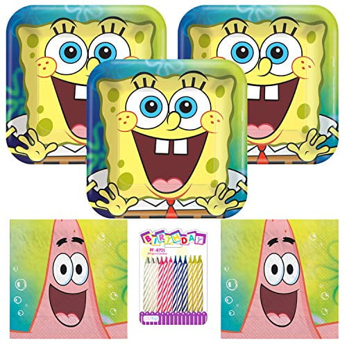 SpongeBob Party SuppliesPack Serves 16 Dessert Plates and Napkins with