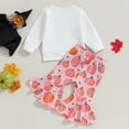 thumbnail image 3 of Okbabeha Halloween Thanksgiving Outfits Toddler Baby Girl Long Sleeve Pumpkin Shirt Sweatshirt Top+Pumpkin BellBottom Pants, 3 of 7