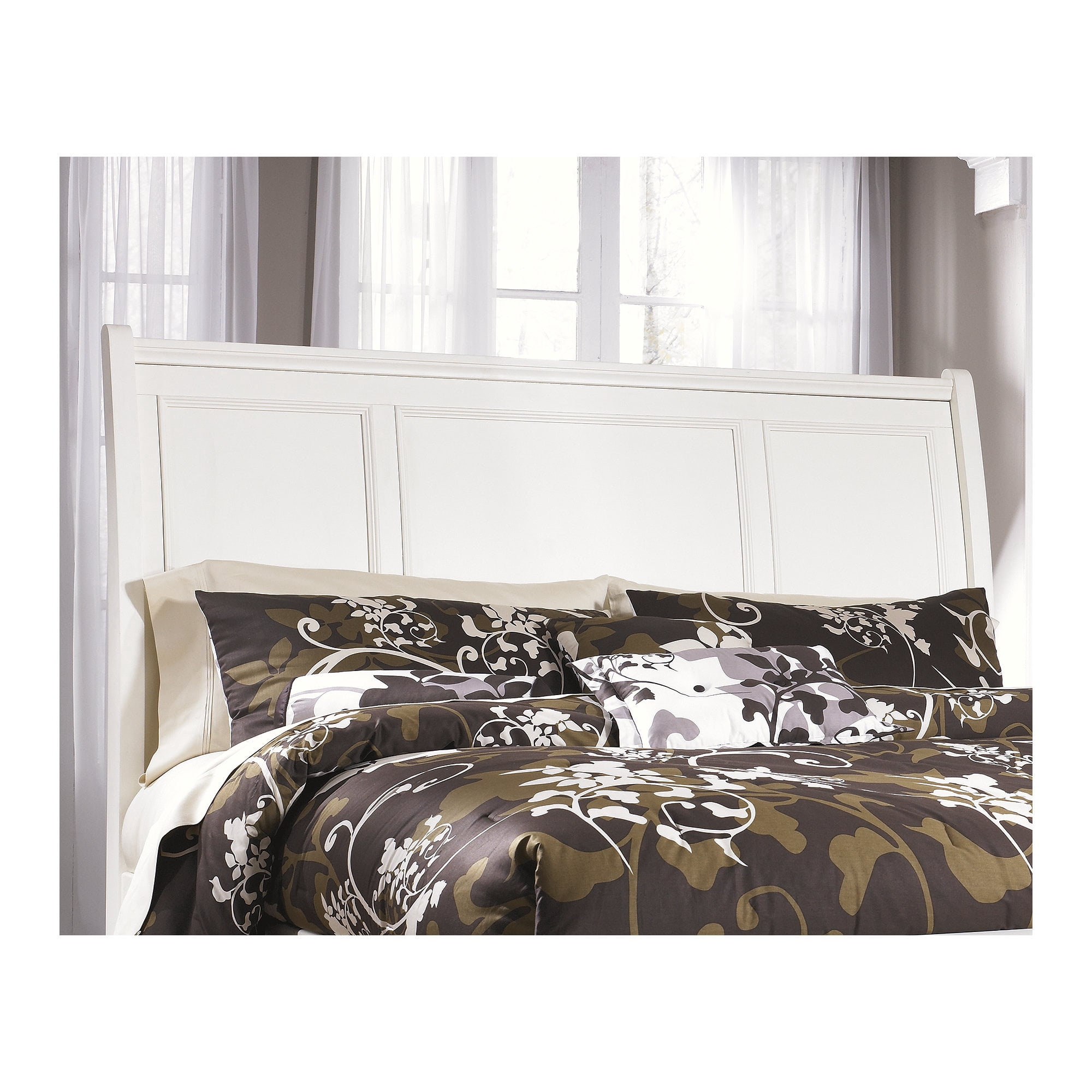 Signature Design By Ashley Prentice White Faux Wood Queen Sleigh Headboard