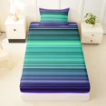 thumbnail image 4 of Castle Fairy Hippie Horizontal Stripe Twin Sheets 3pcs,Boho Thin Line Bedding,Violet Teal Mint,1 Flat Sheet, 1 Fitted Sheet and 1 Pillowcase, 4 of 7