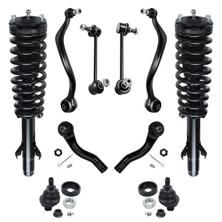 Detroit Axle - 10pc Front Strut & Coil Spring Assemblies, Lower Control Arms w/Ball joints, Sway Bars and Outer Tie Rods for 2006-2009 Ford Fusion/Mercury Milan