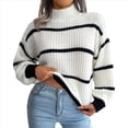 thumbnail image 1 of Suéter de Punto Grueso A Rayas con Cuello Alto para Mujer, Suéteres de Larga de Invierno, Tops M, 1 of 9