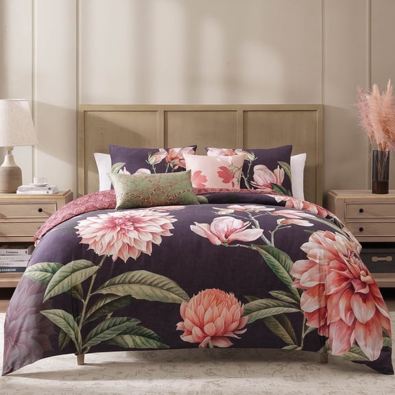 Bebejan Blush Serenade 5 Piece Comforter Set, Queen, 100% Cotton Sateen, Reversible, All Season, Cozy Comfort