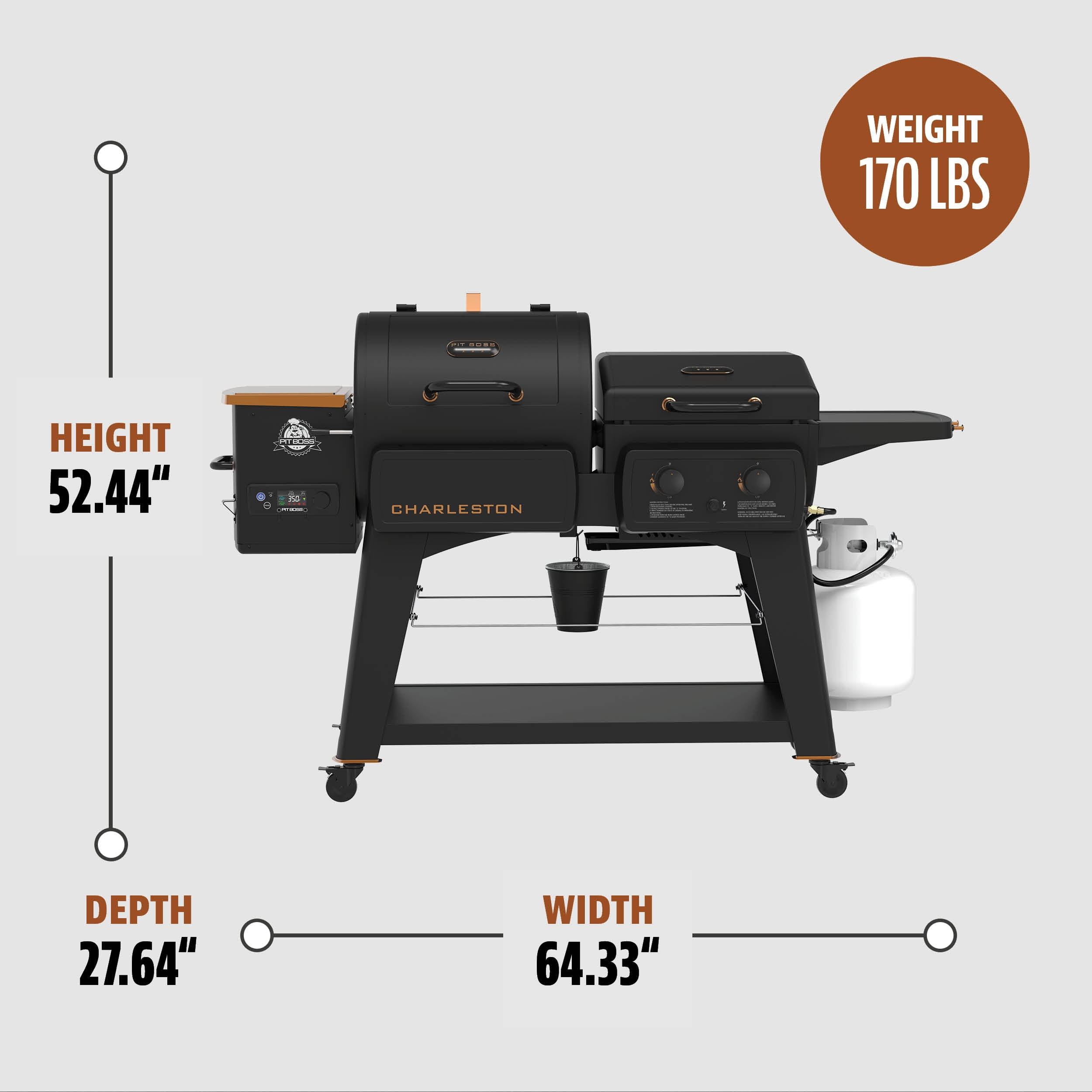 Pit Boss Combo Grill, Charleston 1020 Square inch Pellet Grill and Gas Griddle, Onyx Series