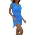thumbnail image 7 of Lamuusaa Women Bikini Cover,Short Sleeve Solid Color Cutout Beach Swimwear Summer Pool Smock Dress, 7 of 7