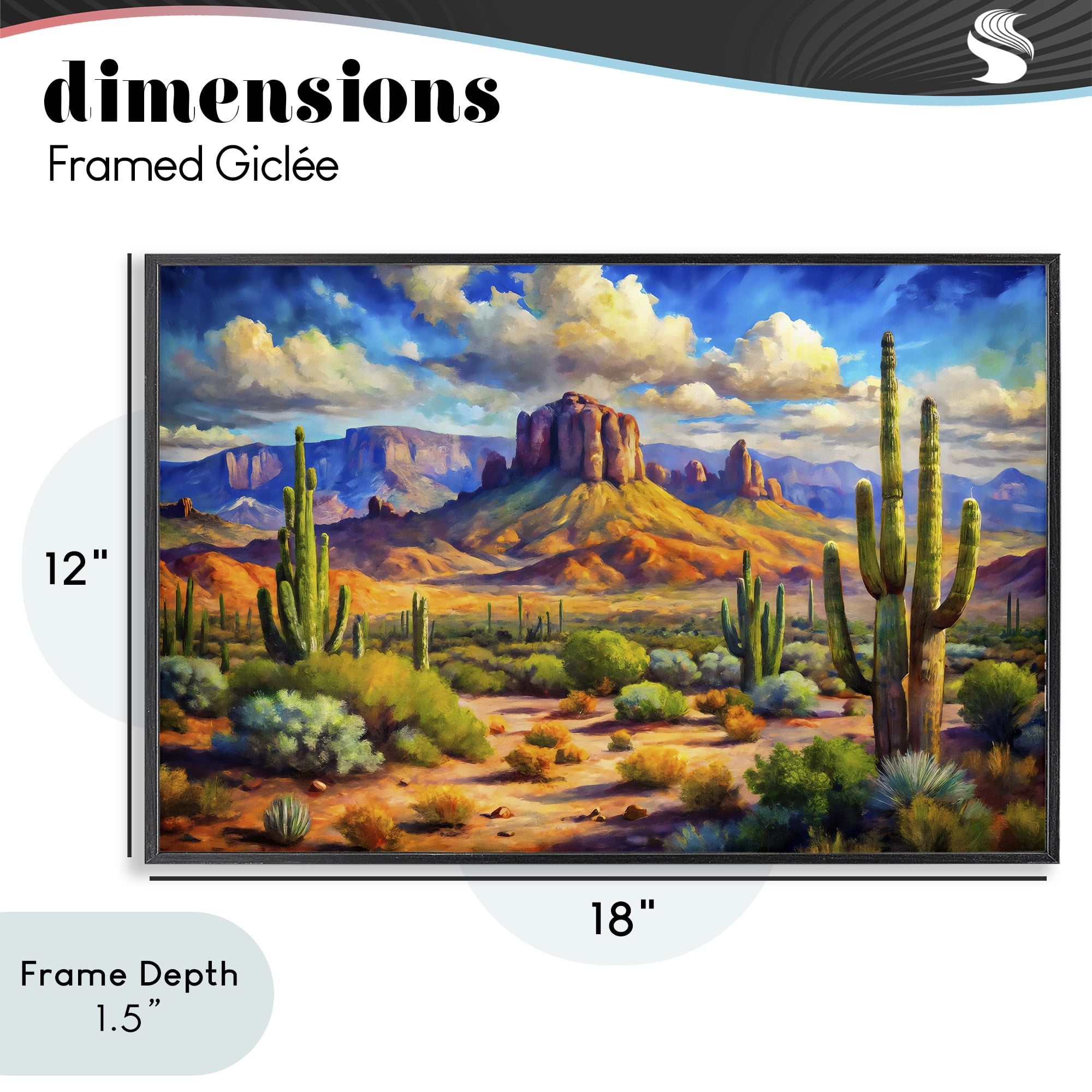 Stupell Industries Majestic Saguaro Desert Landscape Black Framed Giclee Art, design by Creative Studio