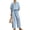 29# Light Blue, variant on Women’s 2 Piece Cotton Linen Set, Half Sleeve Zipper Top and Wide Leg Pants 2026 Casual ummer Matching Outfit White XL