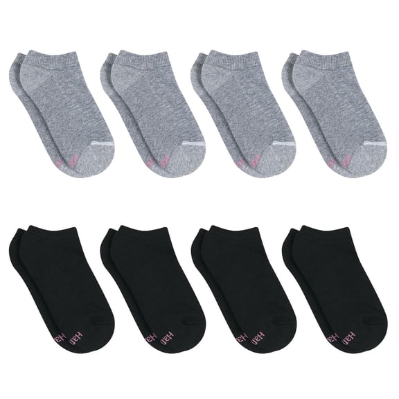Hanes Ultimate Women's No Show Socks Pack, Cushioned, 8-Pairs Grey/Black 5-9