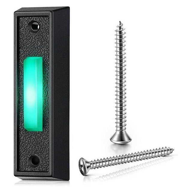 Botón de timbre con cable y luz LED verde de repuesto con tornillos para seguridad del hogar
