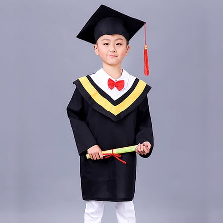 CHUOU Child Kids Boys Girls Preschool Kindergarten Graduation Gown With Bowknot Cap Set With Tassel 6 Years-7 Years