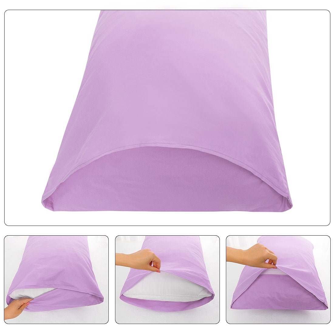 Unique Bargains 300TC Cotton Body Pillow Cover Case Lilac 20" x 72"