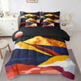 thumbnail image 1 of YST Modern Minimalism Bedding Set, Twin Size, 7pcs Abstract Landscape Comforter Set, Mid Century Style, Rustic Farmhouse, Sunshine Sunset, Bed in a Bag, 1 of 4