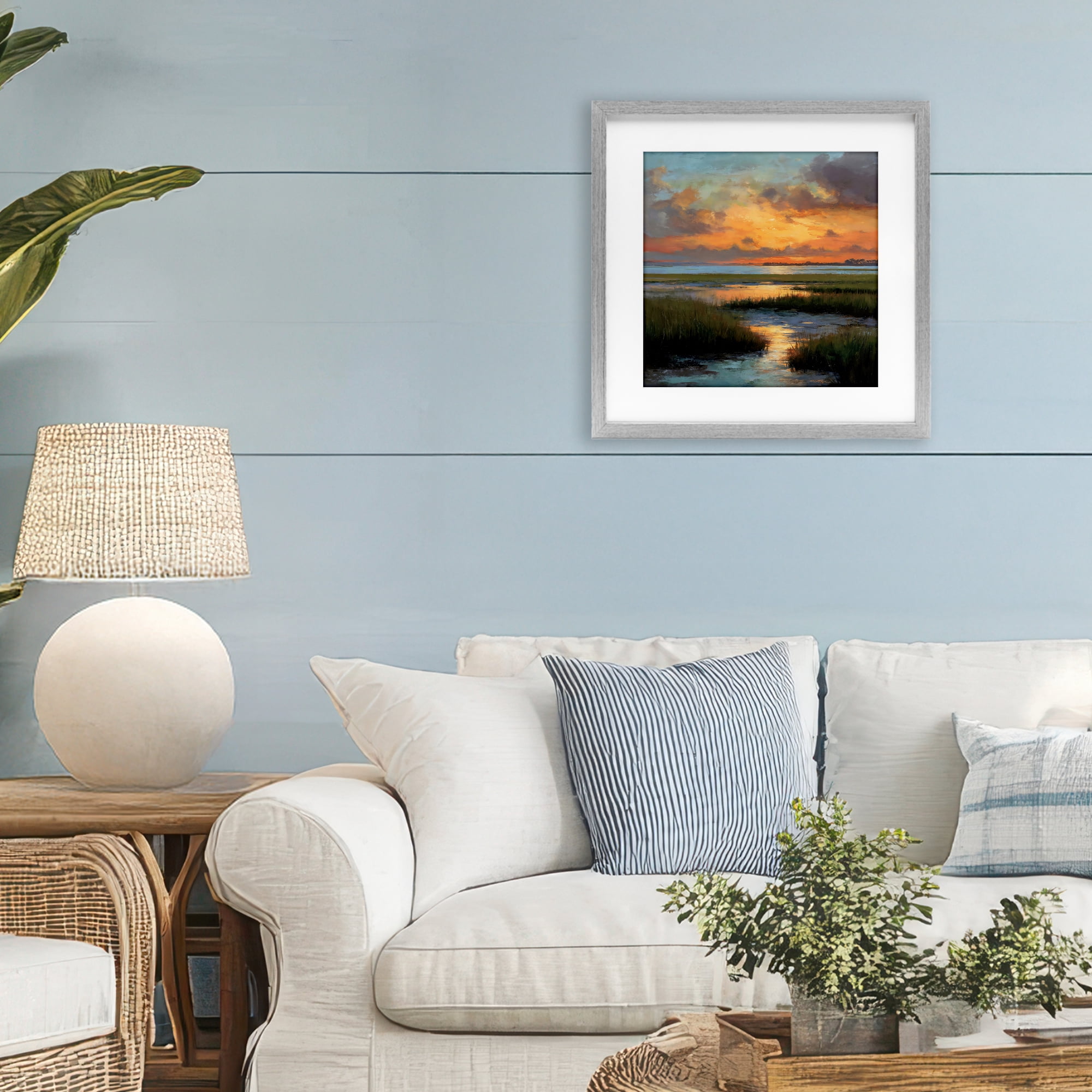 Stupell Industries Evening Marshland Glow Gray Framed Print Under Glass, design by Petal Prints Design