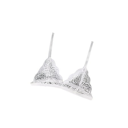 

Seyurigaoka Women Sexy Lace Hem Underwear Solid Color Hollow Out V-neck Bra