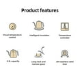 thumbnail image 3 of Gooseneck Electric Kettle 0.9L Temperature Control Stainless Steel Inner Quick Heating 1200W Electric Kettles for Pour Over Coffee / Brew Tea / Boil Hot Water Anti-dry Protection, 3 of 9