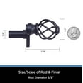 thumbnail image 4 of Kenney Fast Fit No Tools Tate Decorative Steel Tension Curtain Rod, 28-48" Adjustable Length, 5/8" Dia., Black, 4 of 7