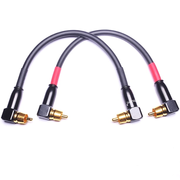 CESS-137-1f Puentes de preamplificador RCA de ángulo recto Cable de conexión macho a macho Paquete de 2 (1 pie)