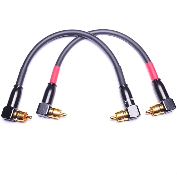 CESS-137-1f Puentes de preamplificador RCA de ángulo recto Cable de conexión macho a macho Paquete de 2 (1 pie)