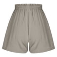 thumbnail image 3 of Fengqque Women's Linen-cotton Summer Shorts Drawstring High Elastic Waisted Wide Leg Loose Casual Shorts with Pockets Women's Shorts Khaki 4(S), 3 of 8
