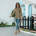 thumbnail image 7 of Lumtrix 3/4 Sleeve Tops For Women Loose Fit Mock Neck Cute Shirts Casual Layering Basic Tees Loose Fit Pullover Blouse Khaki S, 7 of 7