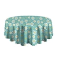 thumbnail image 5 of Turquoise Daisy Flower Yellow Centers Pattern Round Tablecloth 60"x60",Wrinkle Wipeable Table Cloth for Kitchen Dining Room Picnic Patio Party, 5 of 6
