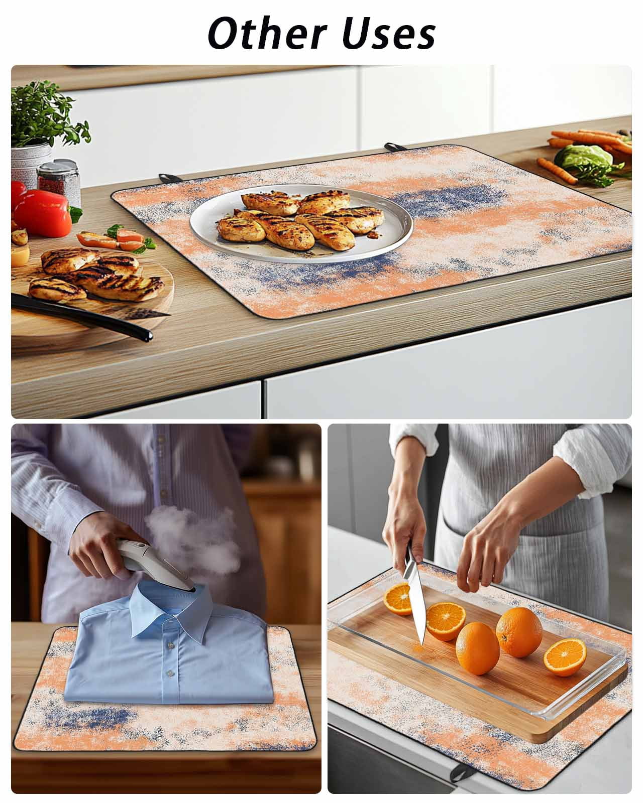 Stove Top Covers for Electric Stove, Orange Blue Glass Stovetop Cover Protector, Minimalist Smear Abstract Art Painting Induction Cooktop Protector Oven Mat for Kitchen Countertop 24"x21"