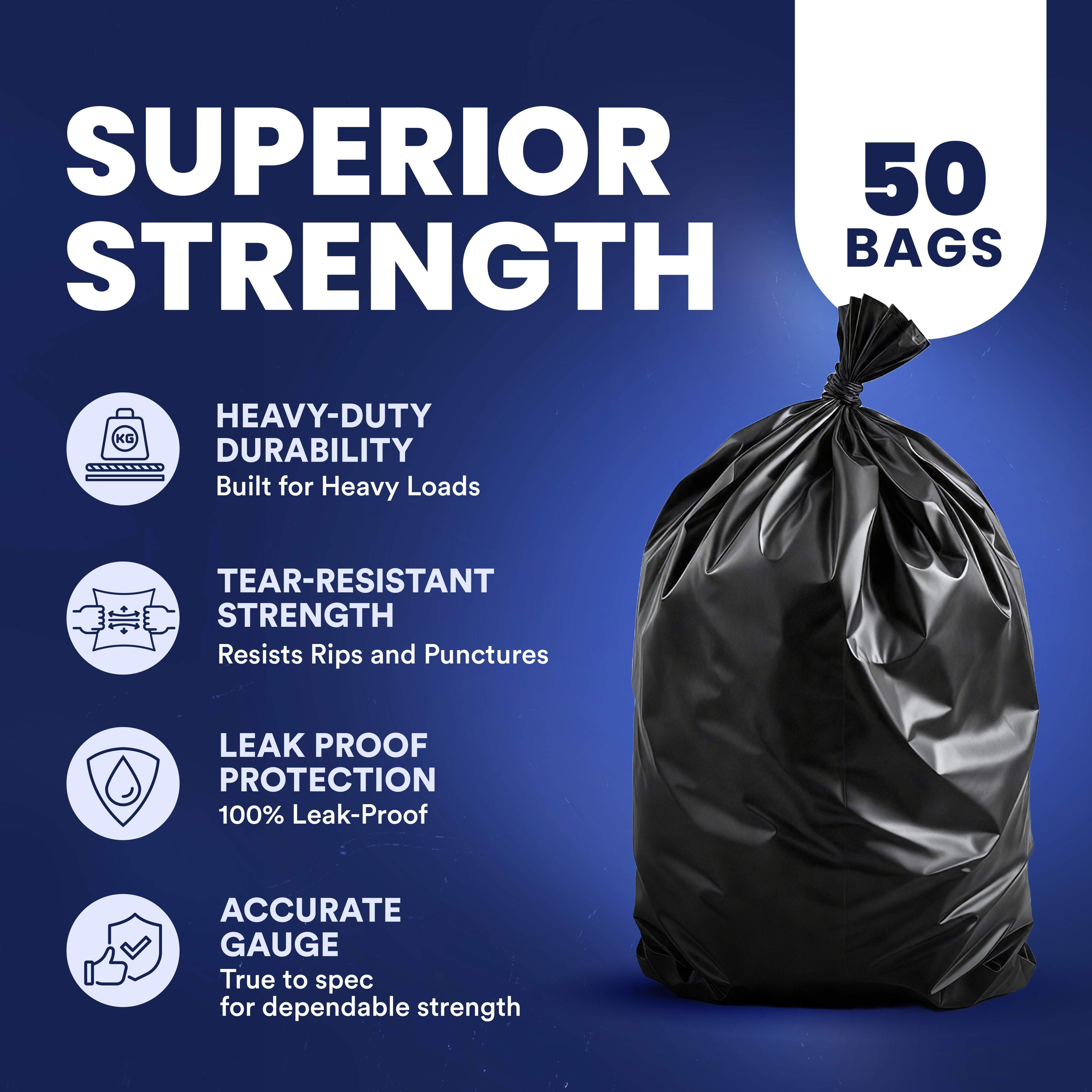 Plasticplace 55-60 Gallon Heavy Duty Trash Bags, 50 Count photo 3