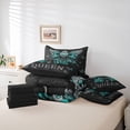 thumbnail image 5 of Homewish Teal Leopard Print Ribbon Bedding Comforter Set 7pcs for Teen, King and Queen Queen Bedding Sets, Butterfly Damask Flower Reversible Queen Sheet Sets, Microfiber Bedroom Decor, 5 of 7