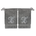 thumbnail image 3 of Monogrammed Hand Towel, Personalized Gift, 16 x 30 Inches - Set of 2 - Silver Embroidered Towel - Extra Absorbent 100% Turkish Cotton- Soft Terry Finish - for Bathroom, Kitchen and Spa- Script X Gray, 3 of 3