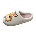 thumbnail image 2 of Xfvqtps Women Fluffy Slippers Cute Puppy Embroidery Versatile Indoor Home Funny Winter Non-Slip Plush Slippers White, 2 of 9