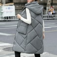 thumbnail image 3 of Gamivast Long Quilted Vest Women with Detachable Hooded Plus Size Stand Collar Sleeveless Padded Jackets Winter Trendy Zip up Coats with Pockets Warm Button Down Outerwear, 3 of 6