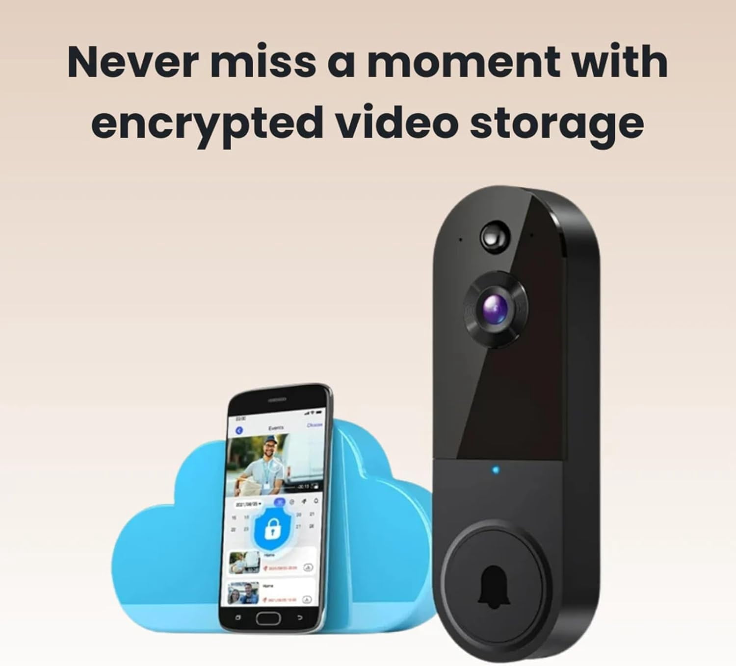 Security doorbell, 1080p wireless video doorbell camera with intelligent AI human detection, battery-powered, two-way talk, live view, night vision, 2.4G WiFi only, cloud storage, indoor and outdoor