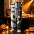 thumbnail image 5 of EANJE Halloween Plus Size Pajamas for Men Loose Wide Leg Corduroy Sleepwear Pajama Pant Trendy Pumpkin Ghost Bat Print High Waisted Pj Fall Drawstring Lounge Pants with Pockets Khaki L, 5 of 5